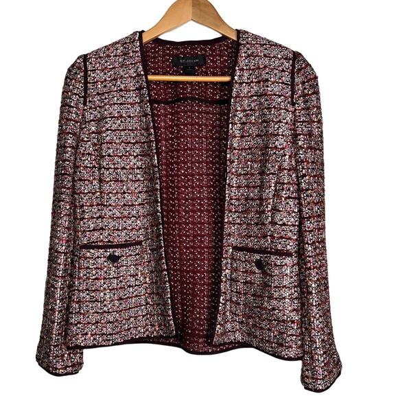 St. John Tweed Knit Wool Blend Blazer Multi-Color Jacket Size 4 USA Made - Picture 10 of 10